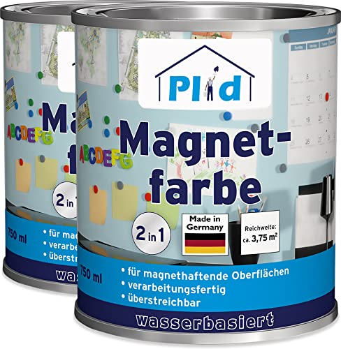 Plid® Peinture aimantée Gris Anthracite mat 1,5 L – Peinture magnétique murale [MULTI-SUPPORTS] pour murs, portes, meubles et autres surfaces en bois, métal, plastique dur, béton, papier peint