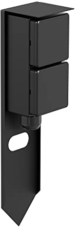ledscom.de Garten Steckdosensäule PIWI mit Erdspieß für außen, IP44, 2-Fach, Edelstahl, schwarz, eckig, 30 cm