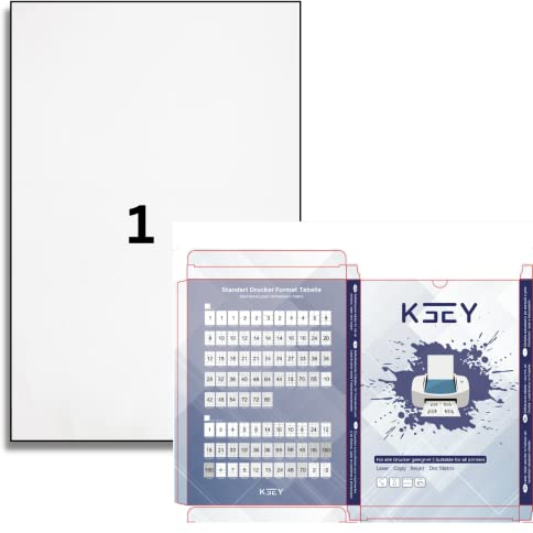 Etiketten selbstklebend, 100 Blatt, weiß, bedruckbar, Universal Klebeetiketten, DIN A4 (210x297mm)