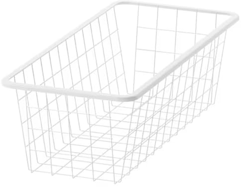 Home Stuff Wire basket, Storage and Organisation, Storage solution systems, White wire container, Home organization, white (25x51x15)
