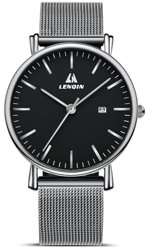 LN LENQIN Uhren Herren Edelstahl Herren Uhr 30m wasserdichte Armbanduhr Analoge Quarz Uhr Mode Freizeit Uhren für Männer
