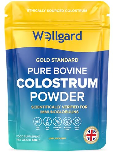 Wellgard Pure Colostrum Powder, High Levels of Immunoglobulin G (IgG), Unflavoured, GMO-Free, Hormone-Free, 60g