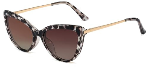 kachawoo Gafas de sol magnéticas clip on polarizadas anti-luz azul lentes mujer TR90 montura gafas gato ojo, Patrón de marco, Large