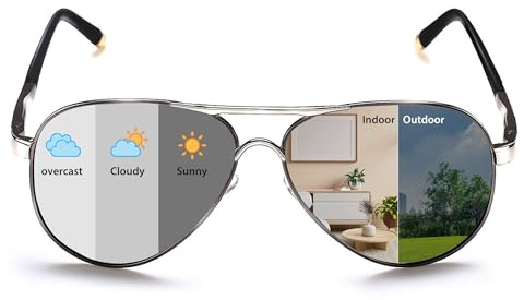 ROCKNIGHT Pilot Sunglasses for Men Polarized Photochromic Driving Sunglasses UV400 Outdoor Indoor Shades for Men