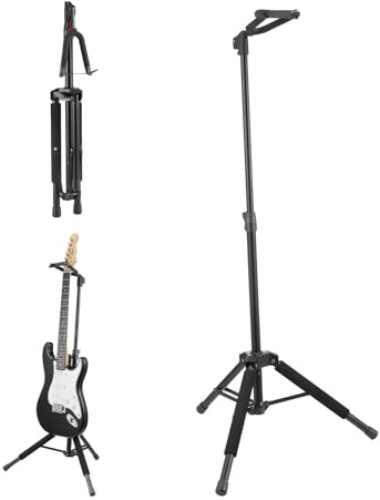 VEVOR Support de guitare sur pied, capacité de charge 15 kg, porte guitares basses pliable avec hauteur réglable 900 à 1200 mm, support à trépied pour guitare acoustique électrique basse classique