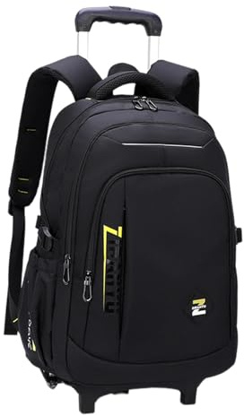 Dickly Zaino con rotelle Zaino per laptop Zaino portatile in nylon Trolley Valigia Zaino per computer per viaggi Campeggio Affari Adulti, Giallo 2 Piccola Ruota