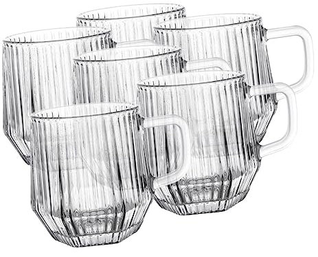 Amosfun 6 Pièces un verre tasses cafe expresso tasses à expresso espresso cup s expresso à eau décorative avec anse d'eau claire gobelet d' exquise de bière