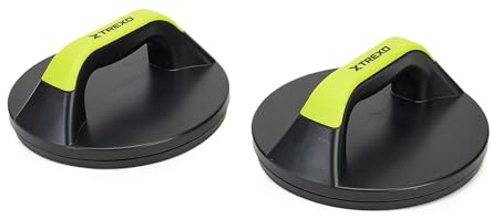 TREXO Poignées de pompes noires - 19 x 11 x 8 cm - Fond stable et antidérapant en polypropylène et TPR résistant - Améliore l'efficacité de l'entraînement de force et d'endurance (push-up rotatif)