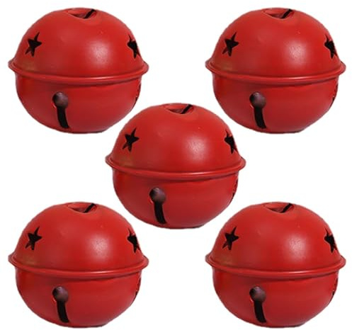 Cascabeles de 5 cm, 5 Piezas, Adorno de Campana de Creer Recortado, decoración de árbol de Navidad, decoración de Trineo de Oro Rojo, Campanas de Metal, Suministros de decoración de Fiestas