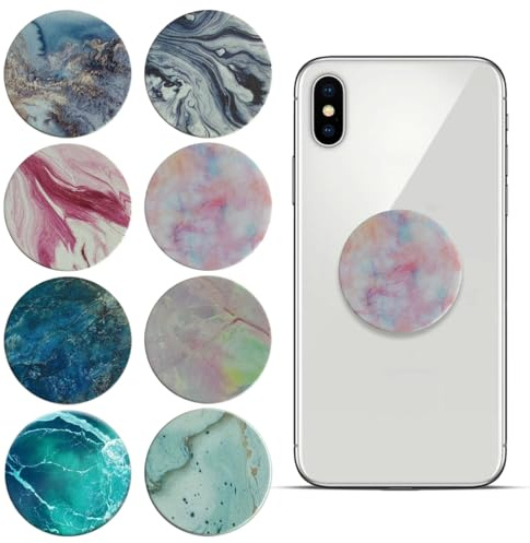8 Pezzi Supporti per Smartphone, Anello Girevole a 360° e Impugnatura Estensibile, accessori telefono, Base Pieghevole e Retrattile per Telefoni e Tablet, ideale per video online e uso a mani libere