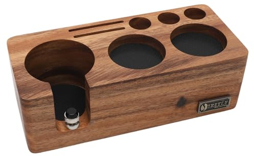 FARYODI Espresso tamperingsstation 54 mm, Tamper Station massivt valnötsträ, barista-kaffefördelare, tryckbas för kaffemaskin, baristatillbehör (54 mm)