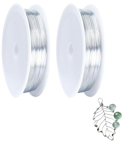 2PCS 0.3mm x 50m Fil de bijoux, Fil mince pour le travail, Fil d'acier noble, Fil de zinc, Fil de liaison pour bracelets de bricolage, colliers, boucles d'oreilles, fabrication de bijoux