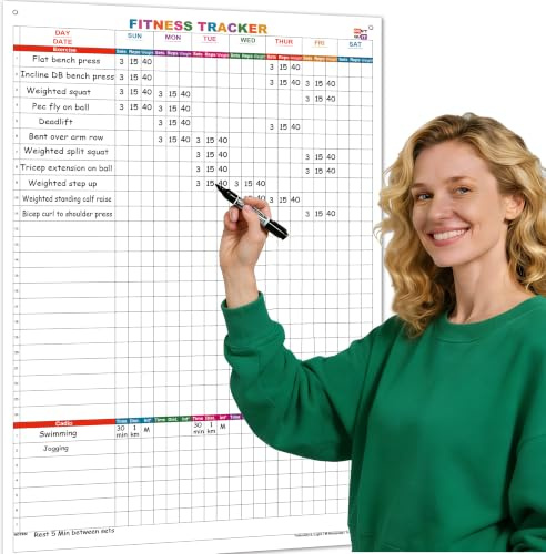 Weekly Dry Erase Fitness Calendar,24x36 Inch