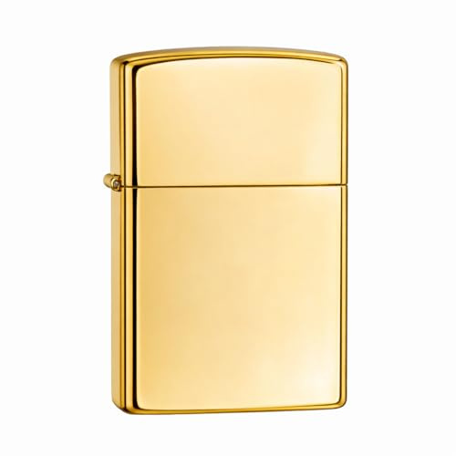 Accendino a Benzina Ricaricabile in Metallo Dorato Lucido Color Oro, Flip Top Meccanico, Tascabile