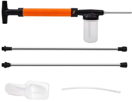 Pulverstreuer Garten – 46,5 cm Verstellbarer Düngerstreuer | PP Edelstahl Applikator – präzise Dosierung für Pulververteilung im Garten Haus und Hof, ideal für Rasenpflege Pflanzenbehandlung