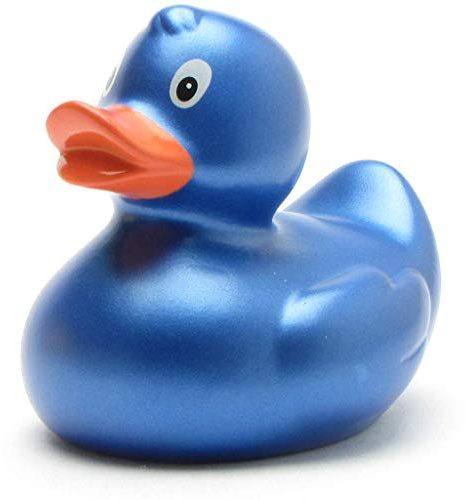 Duckshop I Patito de baño azul metálico, pato chirrido I L: 9 cm