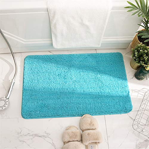Treer rutschfest Wasseraufnahme Badezimmer Teppiche Badematte, Verdicken Weicher Mikrofaser Flauschige Bequeme Schlafzimmer Badvorleger Fußmatte (Himmelblau,70x120cm)