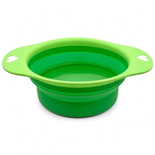 Hundskål matskål reseskål skål skål silikon och plast, vikbar bärbar, för katt hund husdjur, för vatten och foder (grön)