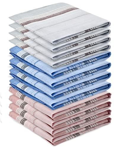 BUYGOO 12PCS Herren Taschentücher Baumwolle Stofftaschentücher 40 x 40cm Taschentücher Herrentaschentücher Stofftaschentuch Stoff Einstecktuch Herren Damen Große Einstecktüchern Stofftaschentuch