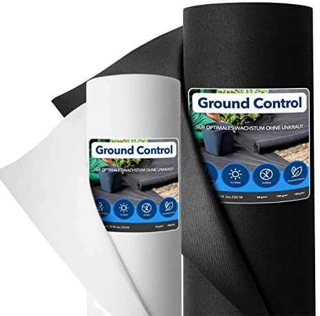 casa pura Rotolo di tessuto non tessuto per erbacce da giardino, 1 x 50m = 50m², anti-erbacce, permeabile all'aria e all'acqua, resistente agli strappi, spessore 0,14 mm, 50g/m², al metro, colore nero