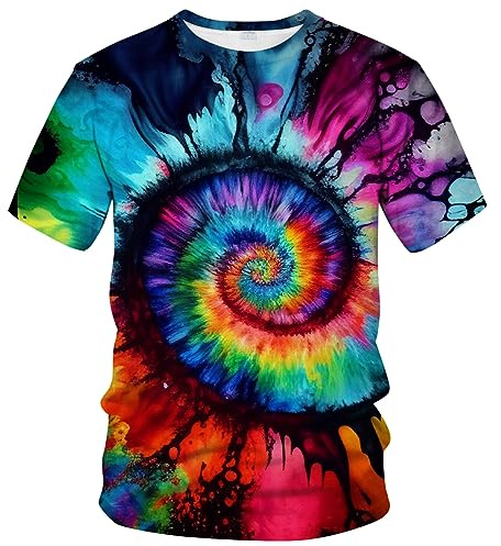 LAOLIUSN Funny Tie Dye T-Shirt Colorful Spiral Theme Tee Shirt,Multicolor,L