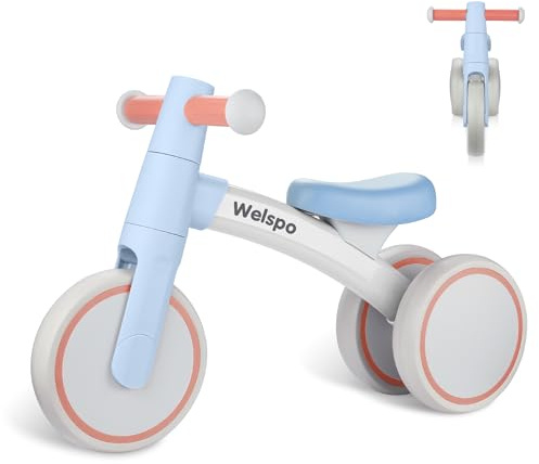 welspo Bicicleta de Equilibrio, Bicicleta Segura para Niños a Partir de 1 año, Bicicleta Bonita Resistente para Niños, Cómoda y Ligera para niños niñas como Regalo y Juguete-Azul