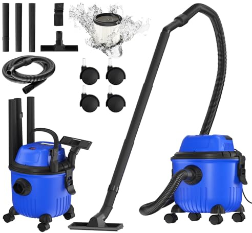 Large Wet and Dry Corded Vacuum Cleaner Universal Vac Strong Suction 4800W 3in1, Container: 15 Litre, Suction Hose: 1.5m, incl. HEPA filter, Floor Brush and Crevice Nozzle