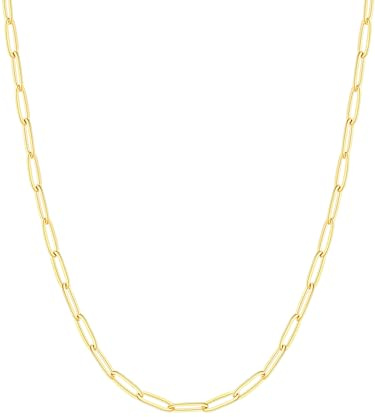FOCALOOK Chaîne Collier Fine Or Femme de 3mm, Chaîne Maille Trombone Acier Inoxydable Doré 45cm