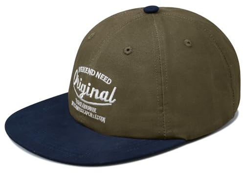 Clakllie Flat Brim Dad Hats Cotton Baseball Cap Embroidered Snapback Trucker Hat Urban Street Camping Sun Hats,DSKB1-Brown