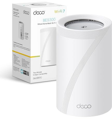 TP-Link Deco BE65 Pro Wi-Fi 7 Mesh WLAN Set (1er-Pack), Tri-Band BE9300 Router & Repeater, 2 × 5G-Port + 1 × 2,5G-Port pro Einheit, USB 3.0, MLO, VPN, WPA3, empfohlen für Haushalte mit 1–2 Schlafzimme