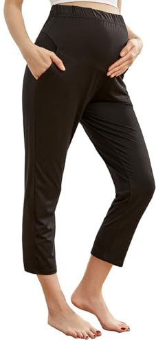 HIHOSSI Joggers Premaman Ultra-Morbidi - Pantaloni a Vita Alta per Gravidanza con vestibilità Regolabile e Tasche - Ideali per Abbigliamento Attivo Premaman