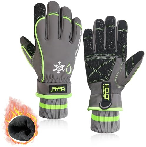 HLDD HANDLANDY Waterproof Insulated Work Gloves, 3M Thinsulate Thermal Winter Gloves for Men Touch Screen, Warm Ski and Snowboard Gloves for Cold Weather