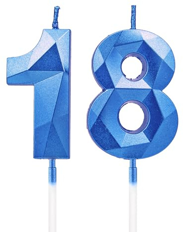 Velas 18 cumpleaños, velas con número azul zafiro, decoraciones para tartas de cumpleaños, bodas, aniversarios de empresa