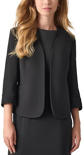 Kasper Petite Blazer- Cardigan-Style with Rolled Cuff Sleeves