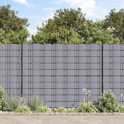Sufrk Valla cortavientos 4 unidades de PVC 35 x 0,19 m gris claro opaco-tiras blindadas de PVC para vallas de paneles – Bandas para verjas de jardines, barandillas de balcón