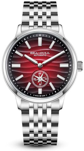 SEA-GULL Men’s Automatic Mechanical Watch - Polaris Sub Dial, Seagull ST17 Movement, Luminous Hands, Sapphire Crystal, 316L Stainless Steel, Water Resistant, 6180 (Lava Red)