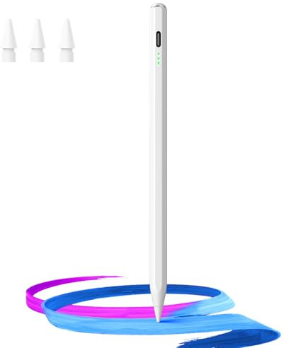 Hastraith Penna per Apple iPad 2018-2025, Ricarica Rapida in 13 Minuti, Sensibilità All'inclinazione & Palm Rejection, Pencil per iPad 6-11/Pro 3-7/Air 3-7/Mini 5-7 Generazione, Bianco