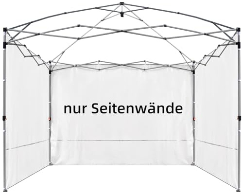Seitenwand Pavillon 3x3 UV-Schutz und Wasserdicht für Outdoor-Eventzelte, Verkaufsstände, für Hinterhof, Terrasse, Camping-Sonnen- und Regenschutz, Rahmen Nicht enthalten (3 Seitenwände, weiß)
