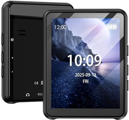 Gueray 64GB Bluetooth MP3-Player Tragbarer MP3 Player 2,4 Zoll Touchscreen Digitaler Musikspieler mit HiFi-Sound Eingebauter FM-Radio Lautsprecher Unterstützung