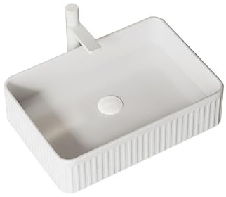 Bathroom Vessel Sink Porcelain Ceramic Washbasin Above Counter Modern Vanity Sink for Lavatory Bathroom Cabinet Countertop Basin No Faucet Included (A+White)