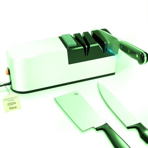 Affilacoltelli elettrico, sistema di affilatura coltelli 5 in 1 con lama dritta, affilacoltelli professionale diamantato PER affilatura grossolana, riparazione e affilatura coltelli (QL1)