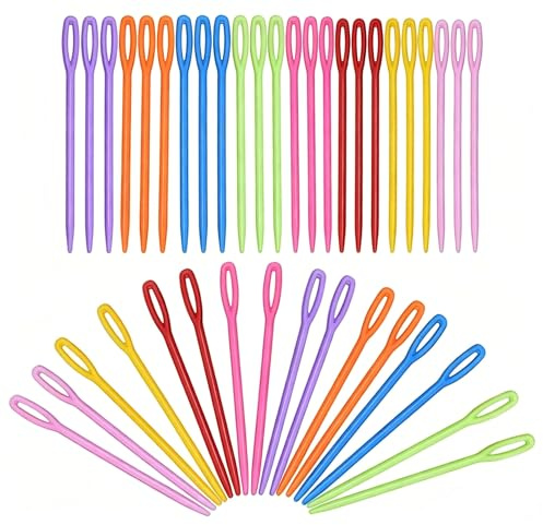 Papryn 100Pcs Plastic Large Eye Sewing Needles 7cm Multicolour Yarn Darning | Needle for Wool Knitting Crochet Embroidery Hand Stitching Craft Tools for Beginners DIY Sewing Practice and Repair Use