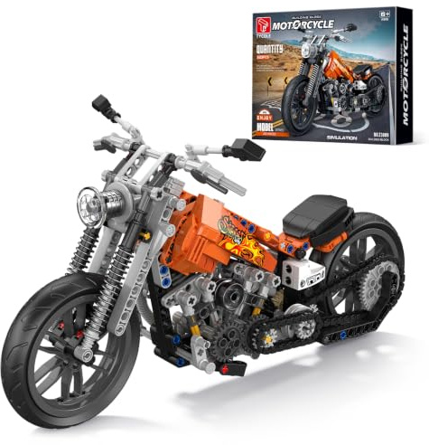 TYCOLE Moto Flamme en Briques, Kit de Construction, Modèle de Collection | Transmission à Chaîne, Suspension, Véhicule STEM, Déco Maison, Cadeau Anniversaire & Noël pour Garçons 6+, Ados & Adultes