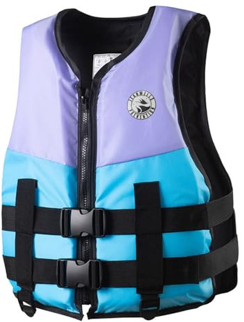 Genérico Chaleco Flotante Ligero Bicolor Adulto, Salvavidas Ajustable para Piscina Playa Paddle Surf, Chaqueta Flotación Cremallera Frontal Talles S a XXL