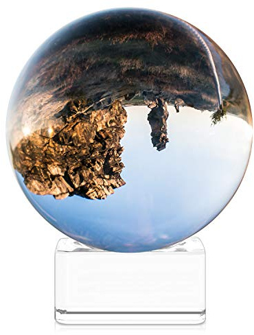 Navaris sfera vetro trasparente per fotografia - sfera cristallo K9 per foto effetto prisma - decorazione palla con base in vetro Ø 70mm