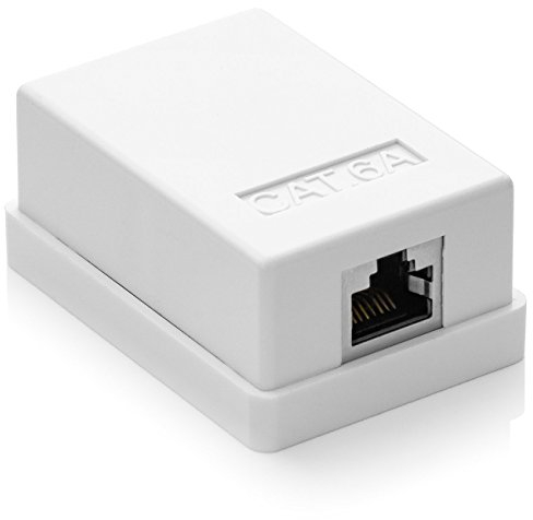 deleyCON 1x CAT 6a Netzwerkdose 1x RJ45 Buchse FTP geschirmt Aufputz Montage 10 Gbit Ethernet Netzwerk LAN Dose RAL 9003 Weiß