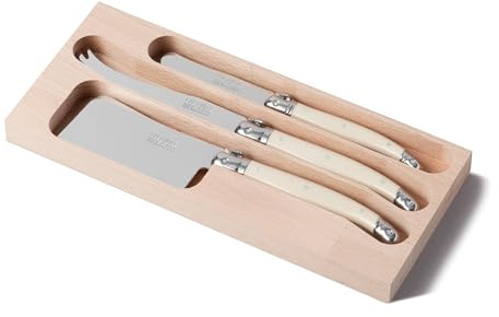 Andre Verdier Laguiole Debutant Cheese Knife Set 3 pce, Stainless Steel/Ivory, AV-3PC-CHEESE-IF, Made in France