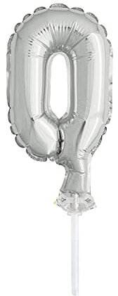Silver Foil Number 0 Balloon Cake Topper (12cm) - Perfect for Milestone Celebrations - 1 Pc