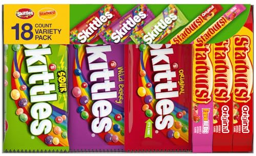 SKITTLES & Starbust Assorted Candy Variety Pack for Holidays, Gifts, Parties, Candy Assortment, 37.05 oz (18 Count) Bulk Box