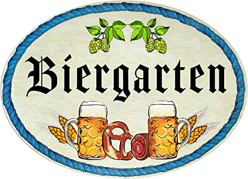 Kaltner Präsente Geschenkidee - Holz Geschenkartikel Deko Türschild im Antik Design Dekoartikel Biergarten (18 x 13 cm)